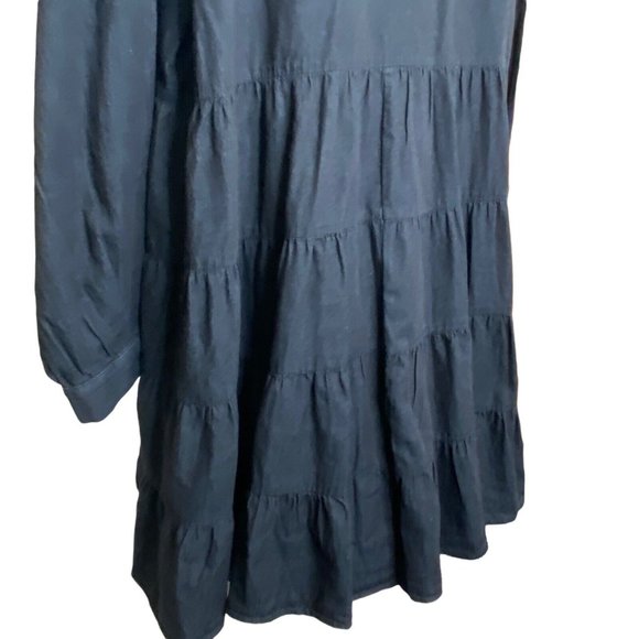 Mud Pie Womens Black Long Sleeves Button Front Selena Tiered Dress Size S/M - Picture 4 of 5